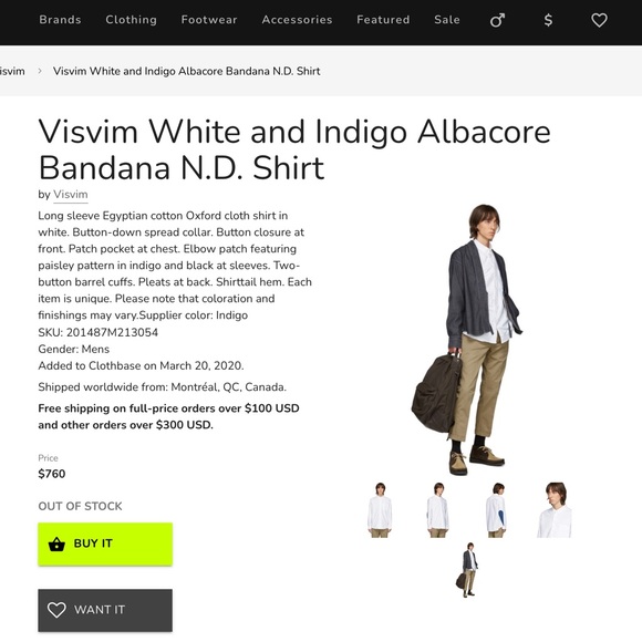 Visvim White and Indigo Albacore Bandana N.D. Shirt - Picture 2 of 12